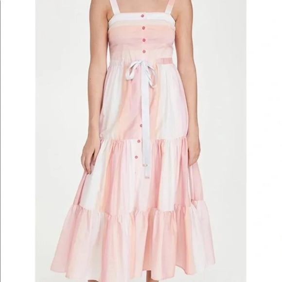 NWT Tanya Taylor Claire Striped Midi Dress Size 10 - Picture 1 of 4
